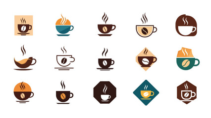 Various Coffee Cup Designs and Icons, Digital Illustrations, Creative Environment, Artistic Viewpoint