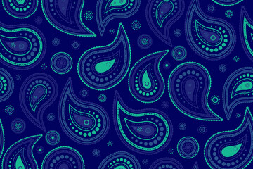 Fototapeta premium Indian art deco feminine retro style. Delicate paisley at vector luxury. Modern exotic, surface arabic.