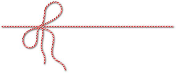 Festive red and white striped baker's twine bow and string on a black background Vector, illustration