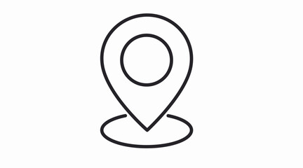 Minimal black and white vector icon of a location pin, representing geolocation, delivery tracking, and navigation. Ideal for ecommerce platforms, online stores, mobile apps, dashboards, and UI, UX de