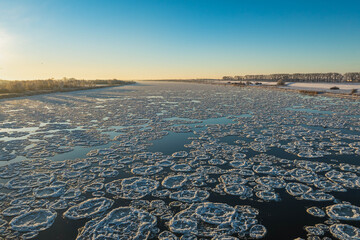Winter Frazil Ice Floes on the Vistula River.