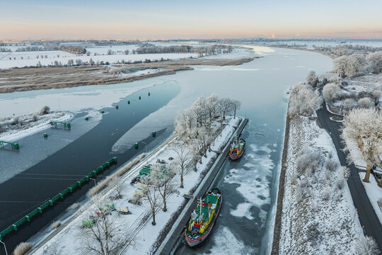 Icebreaker Harbor in Przegalina, Gdansk, Poland
