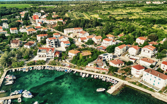 Petrcane aerial view in Zadar, Croatia