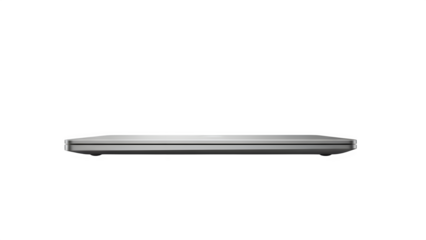 Slim modern silver laptop computer shown closed in profile view, isolated on transparent background