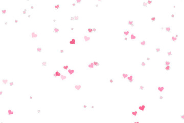 Delicate pink heart shapes floating gently on a dark background for romantic design isolated on transparent background