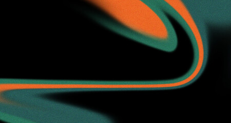Minimalist orange and teal curved line on black background with soft gradient and subtle noise.