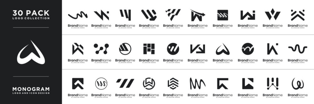 W letter logo icon vector template logo design collection.
