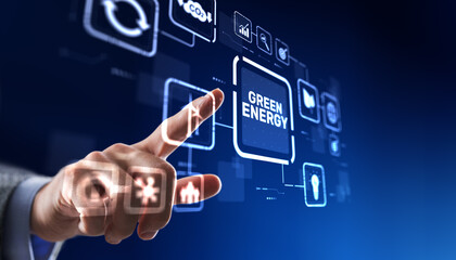 Modern city powered by renewable green energy sources with smart grid technology