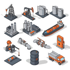 Obraz premium Oil and Gas Industry Icons Set.