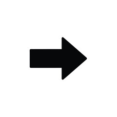 Obraz premium Black right arrow icon on white background for direction, progress, next steps