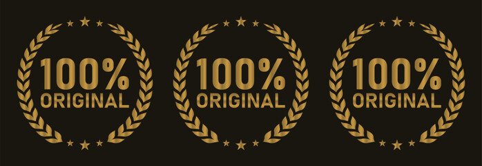 Best Quality Or 100% Original Badge Vector - Collection of golden label with laurel wreath.
