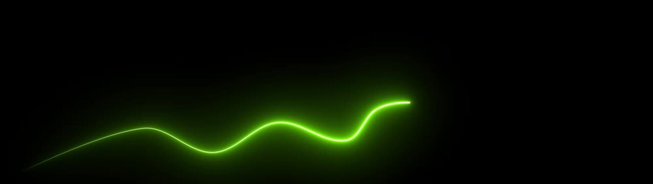 Glowing neon arrow business graph icon animation on black background.