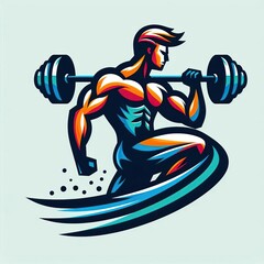 Dynamic bodybuilder lifting weights with motion lines