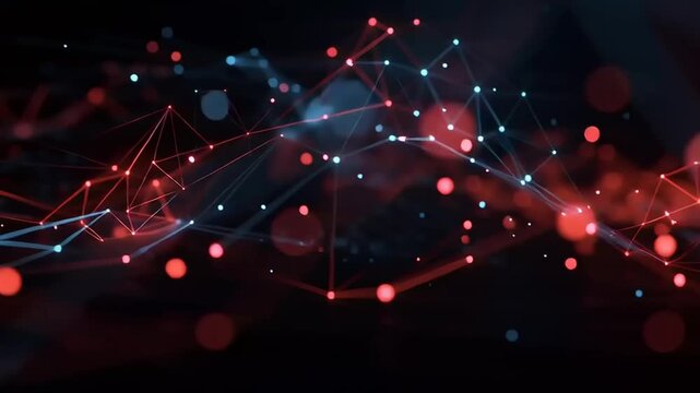 Abstract Network Connections with Glowing Nodes and Lines
