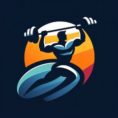 Man lifting weights in front of vibrant sunset