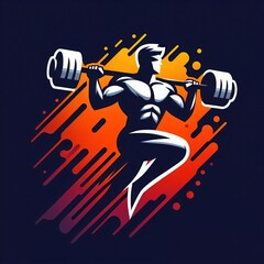 Muscular man lifting heavy dumbbells in dynamic motion