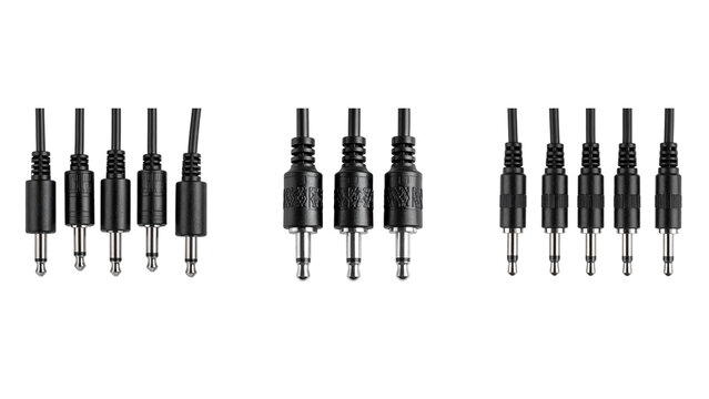 Triple Auxiliary Male Audio Cord Adapter Splitter, Straight Top View, Isolated on Transparent Background PNG
