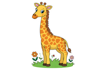 Obraz premium Cartoon giraffe in grass