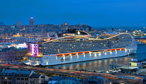 the cruise ship msc world Europa in the port of genoa  05 Jannuary 2026 Genoa Italy