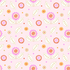 Fototapeta premium modern, cute, seamless colorful flowers pattern and background vector illustration