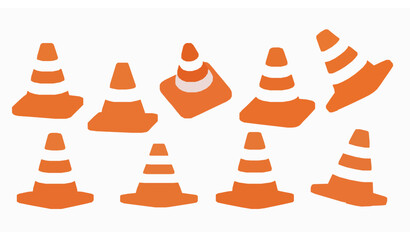 Soft 3D cartoon traffic cone warning set for safety and road construction UI © MdYeasin