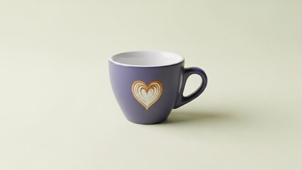 Cozy purple mug with a delicate latte art heart, perfect for a warm morning.