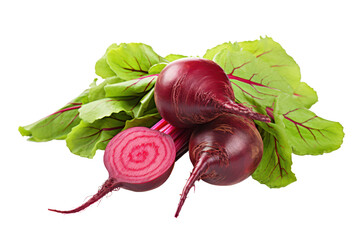 red beet or red beetroot with leaves isolated on white or transparent png