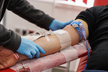 blood donation self capture of arm