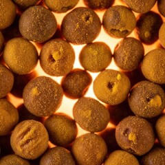 Round Turmeric Pearl Spice Pills Close Up Texture Background Pattern