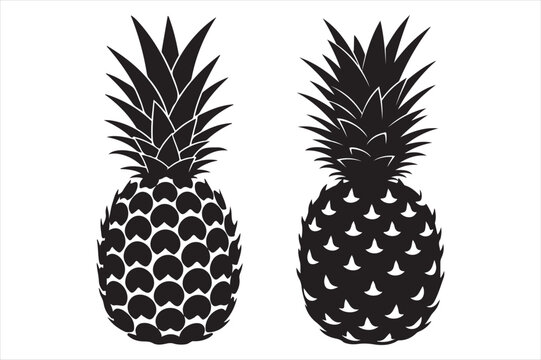 Two black and white pineapples Vector