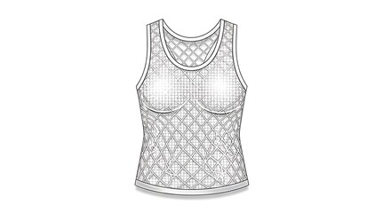 Fashionable sheer mesh tank top with a diamond pattern, perfect for layering