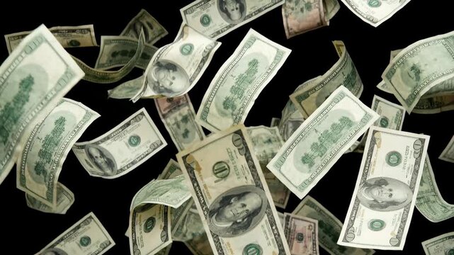 Flying banknotes on black background capturing dynamic movement of money symbolizing flow transactions economic change and unstable financial environment