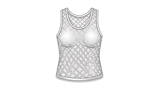 Fashionable sheer mesh tank top with a diamond pattern, perfect for layering