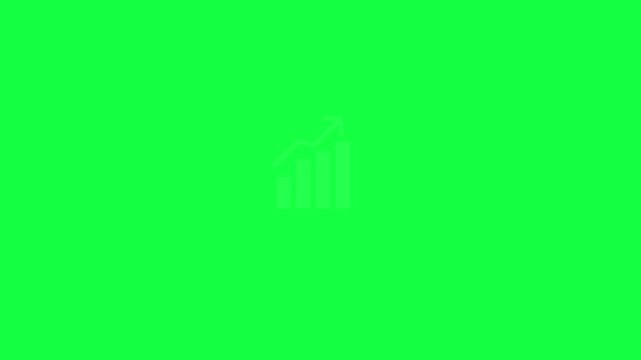 A green screen with a white graph icon indicating growth and statistics