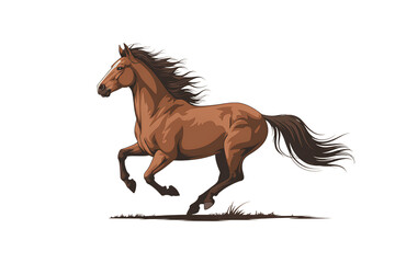 Illustration of a brown horse running