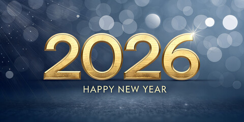 2026 Happy New Year Greeting Card Gold