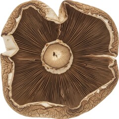 Portobello Mushroom Underside Close-Up Revealing Intricate Gill Structure and Natural Beauty
