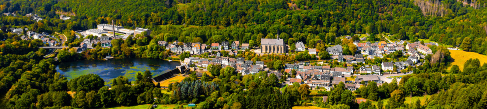 beyenburg with beyenburg dam wuppertal germany panorama