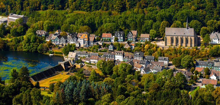 beyenburg with beyenburg dam wuppertal germany panorama