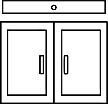 Kitchen Cabinet Outline Interior Furniture Storage Cupboard Home Decor Vector Illustration
