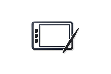 Elegant black and white silhouette of a tablet and stylus, concept for digital art