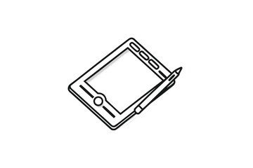 Clean silhouette of a digital tablet with stylus, perfect for design projects