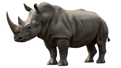 Obraz premium A large gray rhinoceros standing on a transparent background