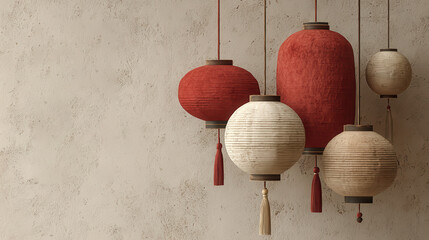 Lunar New Year editorial illustration with minimalist decor