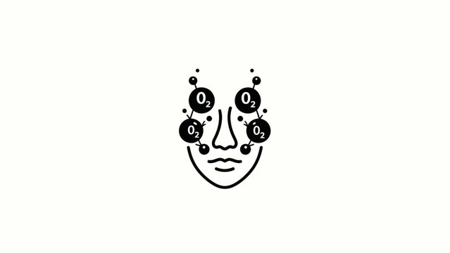 Abstract face with oxygen molecules illustration