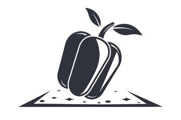 Exotic tamarind pod with stylized abstract shape, isolated on white background vector illustration