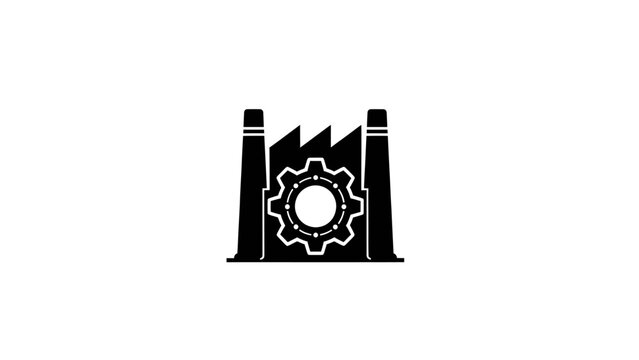 Industrial Factory Building with Gear Icon
