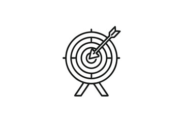 Black business target with arrow hitting bullseye, clear goal and success concept vector