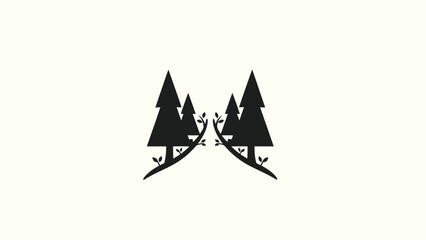Fototapeta premium Symmetrical Pine Trees with Branches and Leaves Logo