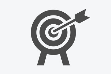 Black business target with arrow hitting bullseye, clear goal and success concept vector